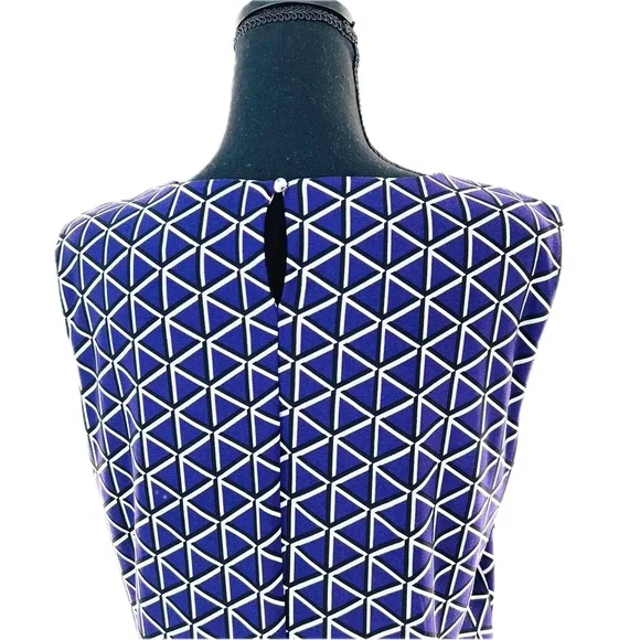 Calvin Klein Pleated Neck Diamond Pattern Sleeveless Blouse Purple Size Large - Picture 10 of 12